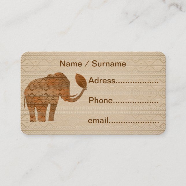 Elephant Tribal Art Design Business Cards Visitenkarte (Vorderseite)