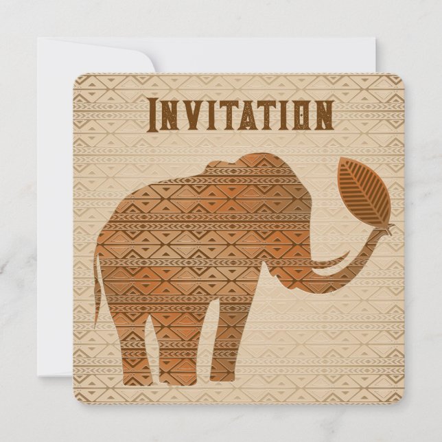 Elephant Tribal Art Design Einladung (Vorderseite)