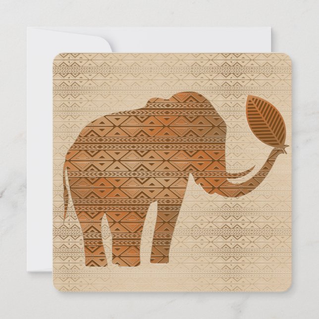 Elephant Tribal Art Design Einladung (Vorderseite)