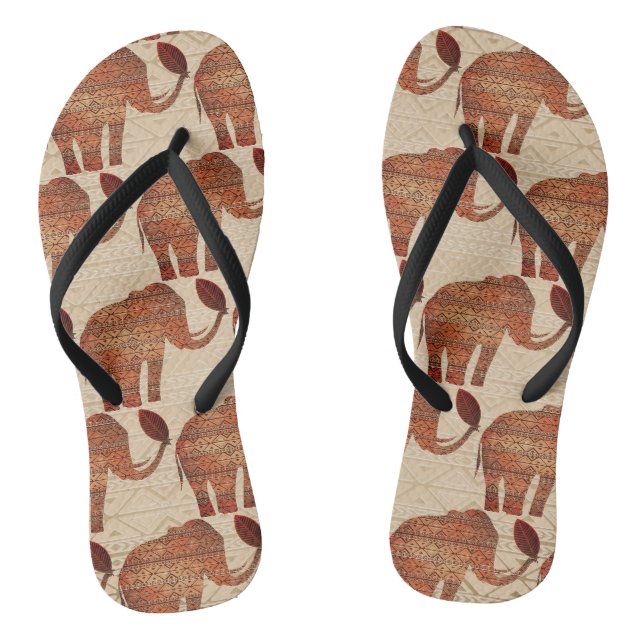 Elephant Tribal Art Design Flip Flops (Fußbett)