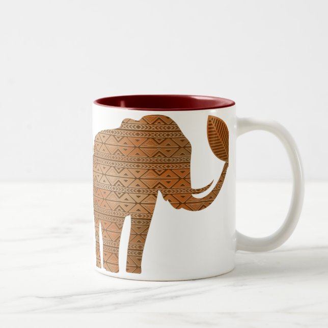 Elephant Tribal Art Design Mugs à deux tons (Droit)