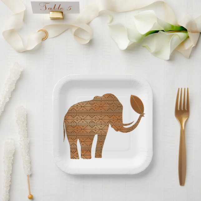 Elephant Tribal Art Design Pappteller (Hochzeit)