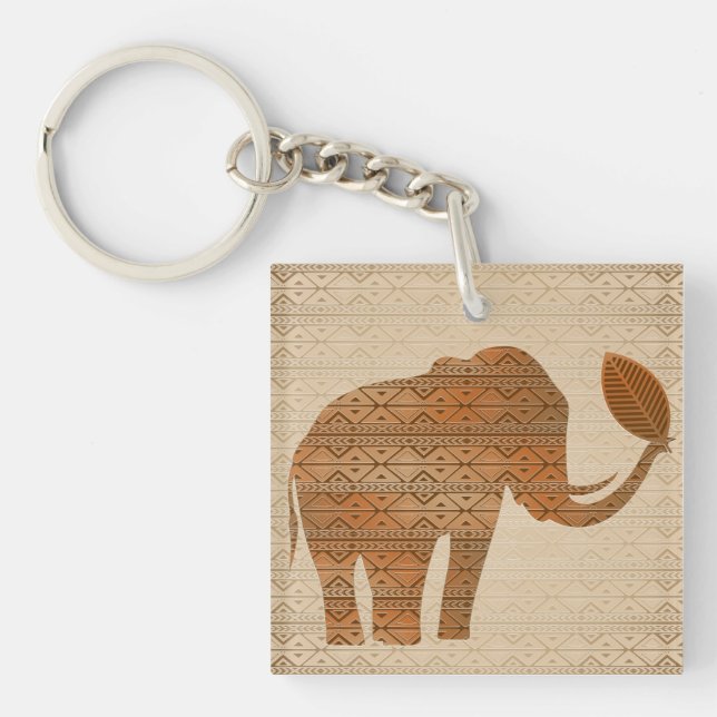Elephant Tribal Art Design Schlüsselanhänger (Vorderseite)