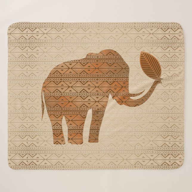 Elephant Tribal Art Design Sherpadecke (Vorderseite (Horizontal))