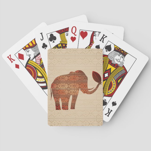Elephant Tribal Art Design Spielkarten (Rückseite)