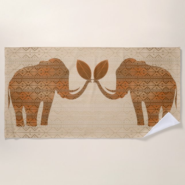 Elephant Tribal Art Design Strandtuch (Vorderseite)