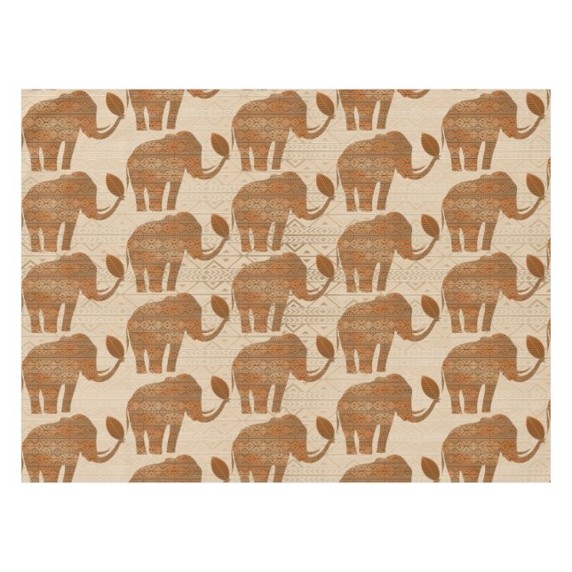 Elephant Tribal Art Design Tischdecke (Vorderseite (Horizontal))