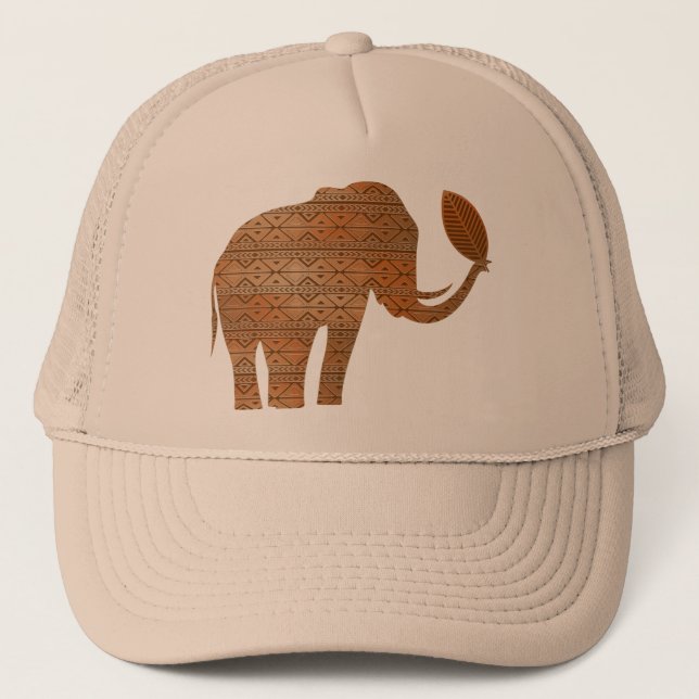 Elephant Tribal Art Design Truckerkappe (Vorderseite)