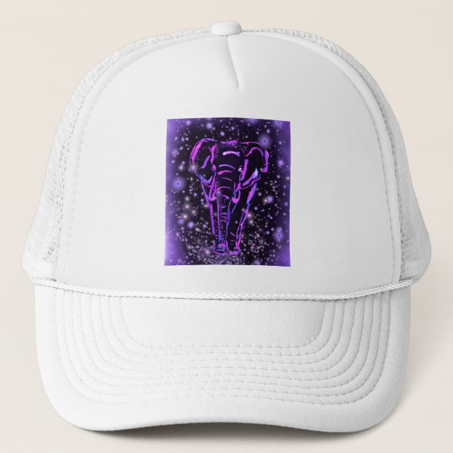 Elephant Trucker Hat in der frühen Nacht Truckerkappe (Vorderseite)