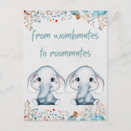 Elephant Twin Birthday Postkarte