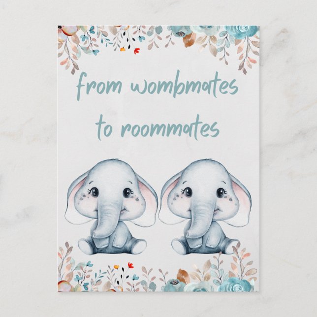 Elephant Twin Birthday Postkarte (Vorderseite)