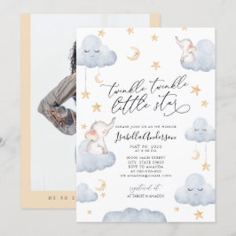 Elephant Twinkle Little Star Yellow Baby Dusche Einladung