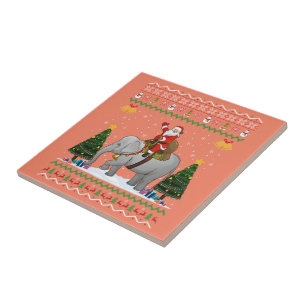 Elephant Ugly Xmas Gift Santa Riding Elephant Xmas Fliese