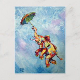 Elephant Umbrella Postkarte