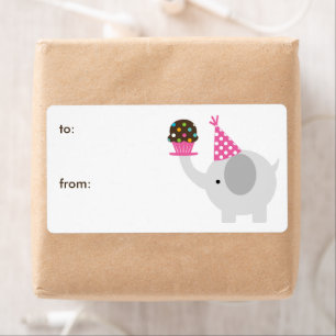 Elephant- und Cupcake-Geschenketiketten