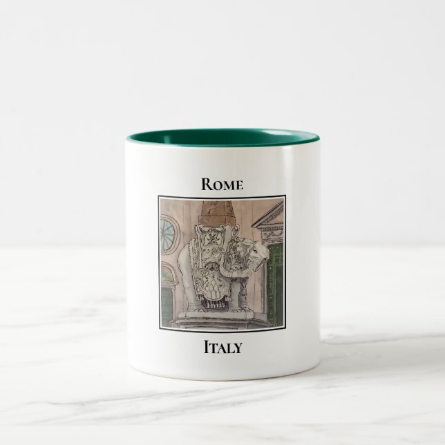 Elephant und Obelisk, Roms Piazza della Minerva Zweifarbige Tasse (Mittel)