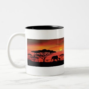 eLEPHANT UND Serengeti Sunset Zweifarbige Tasse
