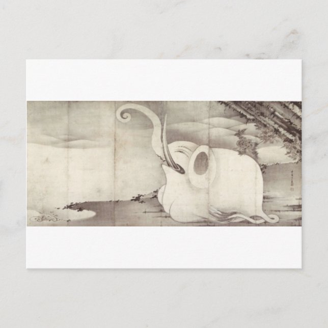 Elephant und Whale (Diptych) von Ito Jakuchu Postkarte (Vorderseite)