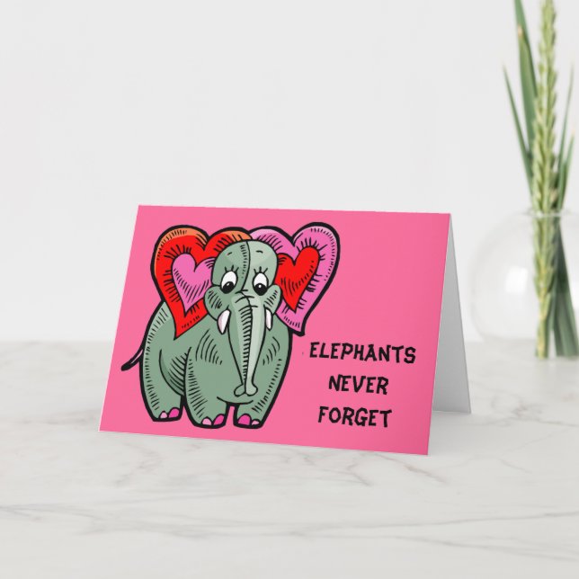 Elephant Valentine Card Feiertagskarte (Vorderseite)