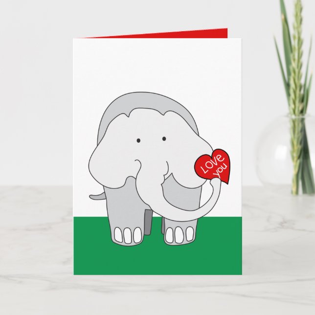 Elephant Valentine Karte (Vorderseite)
