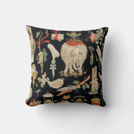 Elephant Vintag Black Red Kissen