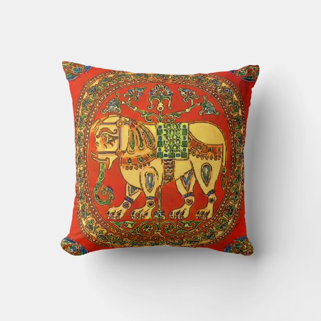 Elephant, Vintager Fliesenlook Kissen (Vorderseite)