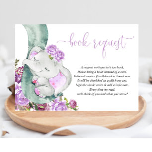 Eléphant violet livre floral au lieu de carte