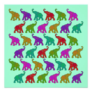 Elephant Walk Muster Fliesen Design Fotodruck