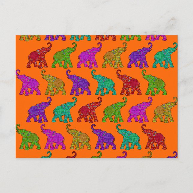 Elephant Walk Muster Fliesen Design Postkarte (Vorderseite)