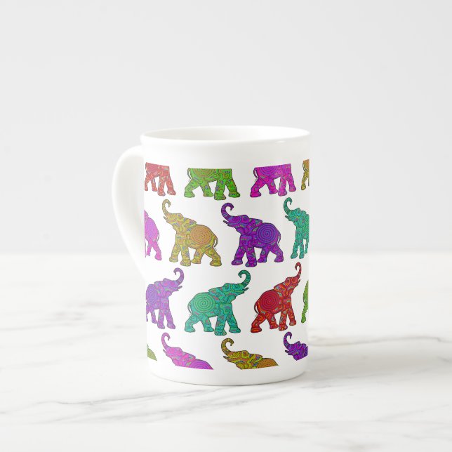 Elephant Walk Muster Fliesen Design Prozellantasse (Vorderseite Links)