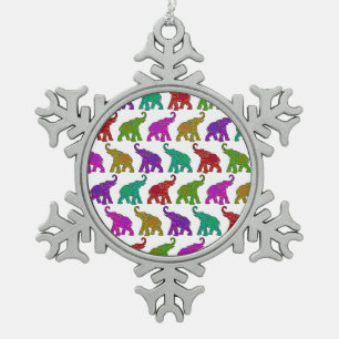 Elephant Walk Muster Fliesen Design Schneeflocken Zinn-Ornament