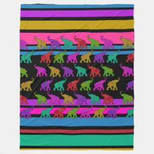Elephant Walk & Stripes Muster + Ihre Ideen Fleecedecke