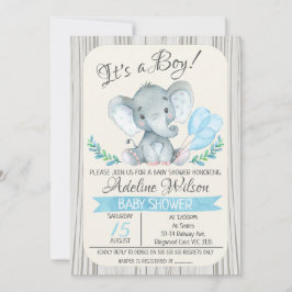 Elephant Watercolor Babydusche Einladung