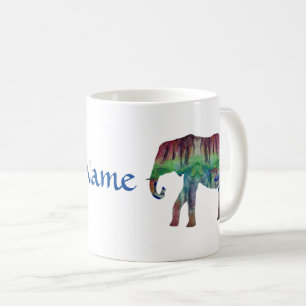 Elephant Watercolor Landschaft Kaffeetasse