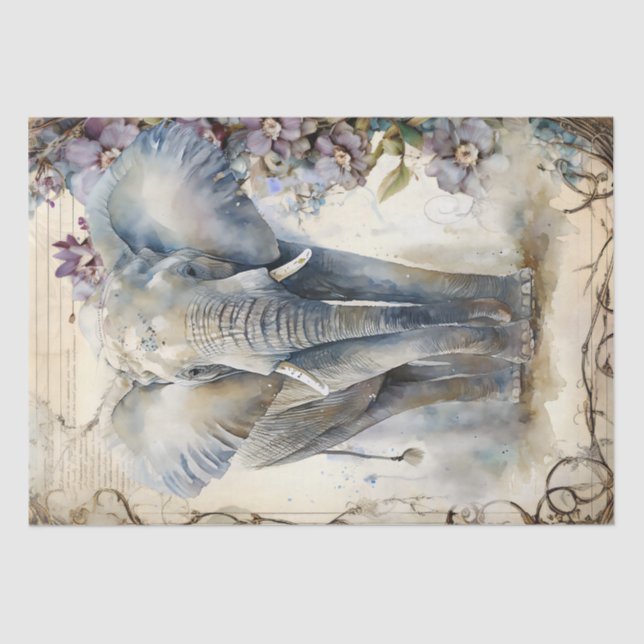 Elephant Watercolor Tissue Seidenpapier (Vorderseite)