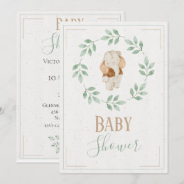 Elephant Watercolor Wreath Baby Dusche Einladung