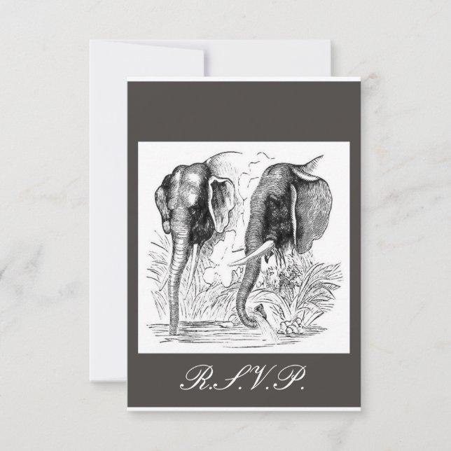Elephant Wedding RSVP Karte (Vorderseite)