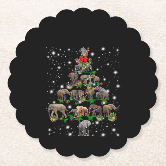 Elephant Weihnachtsbaum bedeckt durch Blitzlicht Untersetzer (Vorderseite)