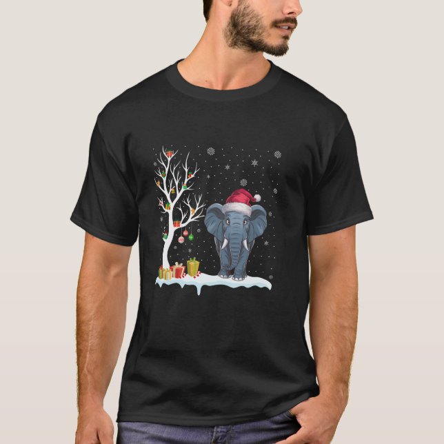 Elephant Weihnachtsmannmütze Festive Tree Light Ch T-Shirt (Vorderseite)