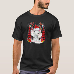 Elephant Weihnachtsmannmütze Rentier Tree Kariert  T-Shirt