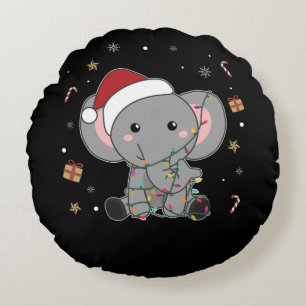 Elephant Weihnachtsschnee Wintertiere Elefanten A Rundes Kissen