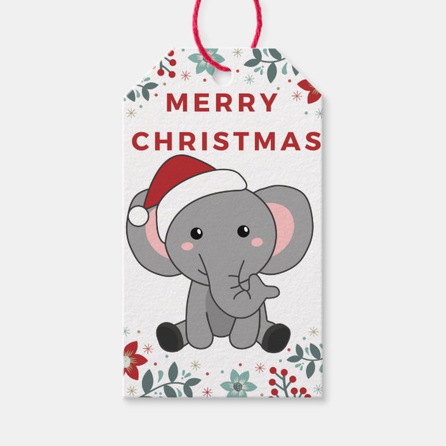 Elephant Weihnachtsschnee Wintertiere Elefanten G Geschenkanhänger (Vorderseite)
