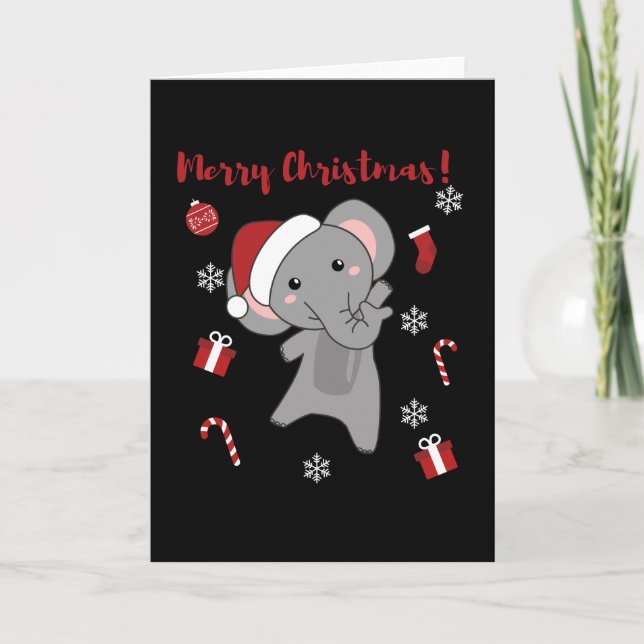 Elephant Weihnachtsschnee Wintertiere Elefanten Karte (Vorderseite)