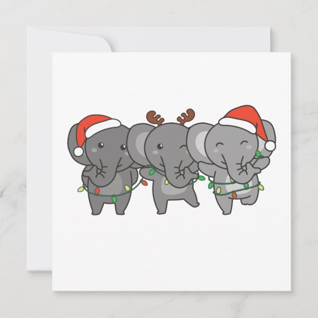Elephant Weihnachtstiere Niedlich Invitati Einladung (Vorderseite)