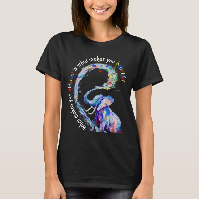 Elephant What Makes You Different Autism Awareness T-Shirt (Vorderseite)