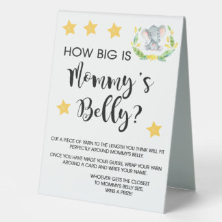 Elephant Wie groß ist Mommy Bly Table Sign Tischaufsteller