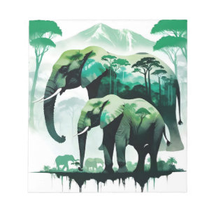 Elephant Wildlife Animal Nature Environment Forest Notizblock