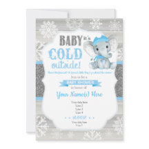 Elephant Winter Einladung für Baby-Dusche