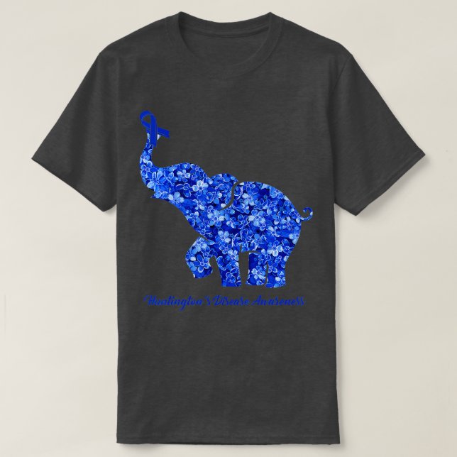 Elephant With Flower Huntingtons Disease Awareness T-Shirt (Design vorne)