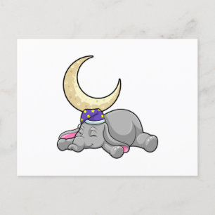 Elephant with Moon Postkarte